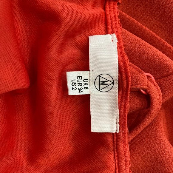 Red Orange Missguided Peplum Dress - Picture 4 of 7